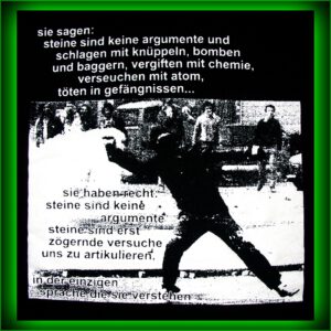 Sie sagen Steine sind keine Argumente - Rückenaufnäher