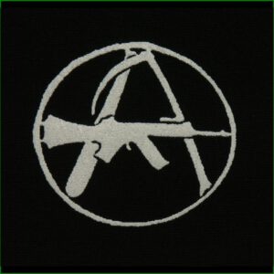Anarchiezeichen -Knüppel Sensen und Gewehr- Aufnäher