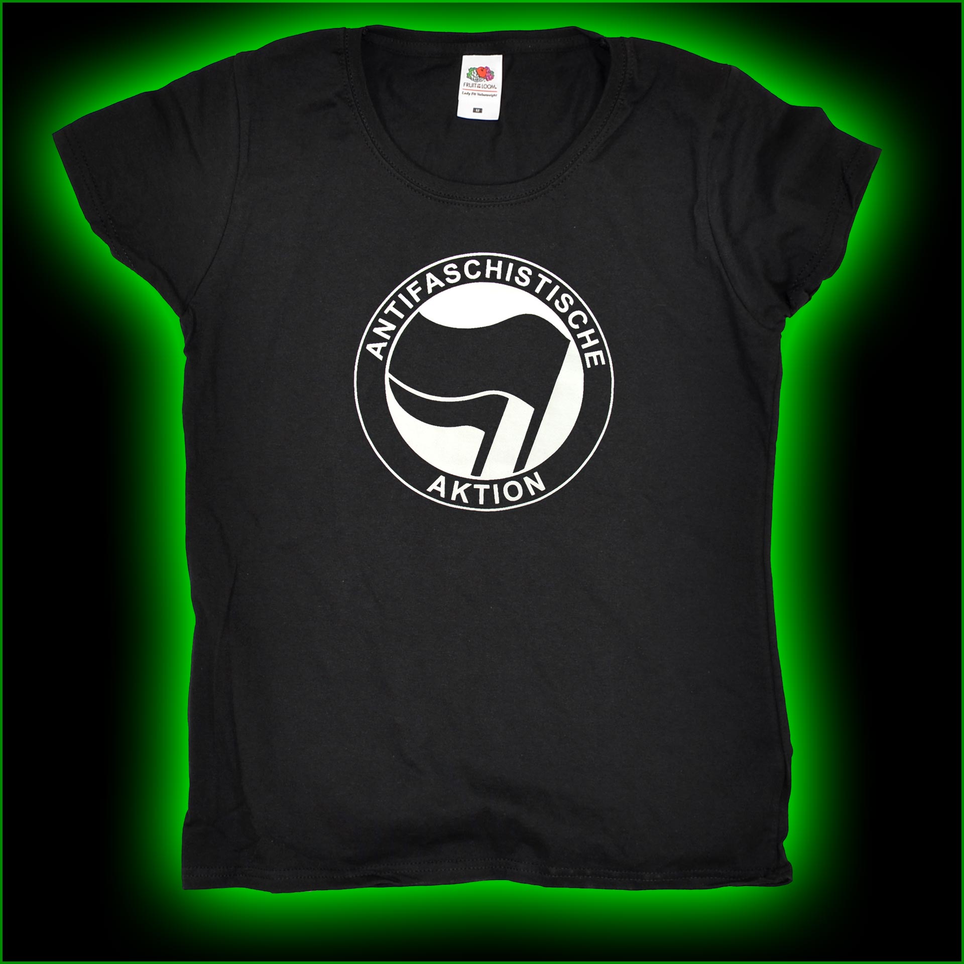 ANTIFASCHISTISCHE AKTION (schwarz/schwarz) - Girlie – Bild 2
